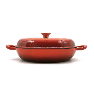 Geovein Casserole ronde peu profonde en fonte émaillée avec couvercle - Product Image 4