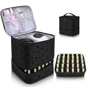 Yuhong Nail Portable Double Layer Essential Oil Bag Cosmetic Organizer Bag Set Nail Polish Storage Bag 30 Bottles