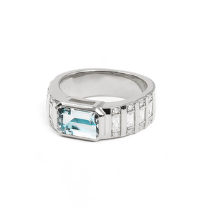 Gemnel Wholesale Women Jewelry Vintage S925 <strong>Emerald</strong>-cut Blue Topaz Zircon Chunky Gold Women <strong>Rings</strong> - Product Image 5