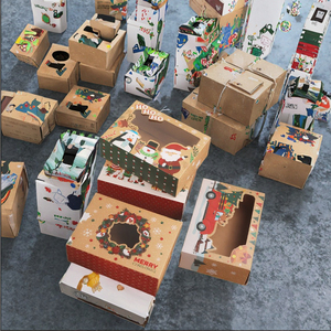 Boîte à biscuits en papier kraft de Noël avec doublure en aluminium, <span class=keywords><strong>carton</strong></span> cadeau <span class=keywords><strong>alimentaire</strong></span> pour bonbons, pour fêtes de fin d'année, emballage de pâtisserie - Product Image 6