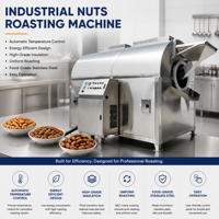 Industriële elektrische koffiebrander van roestvrij staal, geschikt voor zwaar gebruik, automatische noten- en bonenrooster.