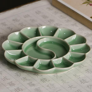 Bandeja de Cerámica para Estudiantes de Tai Chi, para Mezclar Tinta China con Diseño de Flor de Ciruelo, Paletas Kiln-Brother - Product Image 6