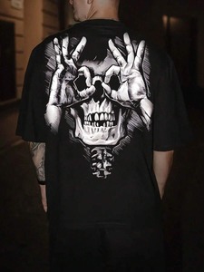 Ropa de verano para hombres y adolescentes, fábrica de camisetas con estampado de calaveras y camisetas de manga corta, personalización disponible. f10 - Product Image 2