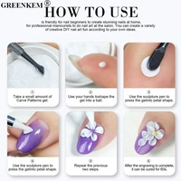 Kit de Gel à Ongles 3 Couleurs et Gel de Sculpture avec Spatule, Stylo de Sculpture, Éponge, Kit de Gel de Modélisation 3D pour Ongles