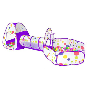 Tente de jeu pour enfants 3 en 1 pour tout-petits avec fosse <span class=keywords><strong>à</strong></span> balles et tunnel de jeu pour bébés, cabane de jeu intérieure et extérieure pour enfants avec tunnel d'escalade - Product Image 3