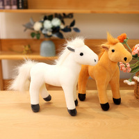 Simulation mignonne petit cheval blanc en peluche cheval brun en peluche
