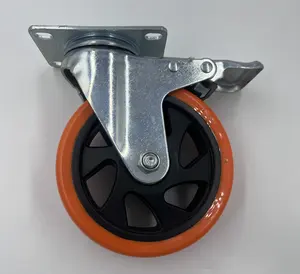 制造商工厂中型3/4/5英寸橙色聚氯乙烯重型脚轮旋转轮