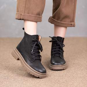 <span class=keywords><strong>Stiefel</strong></span> Luxury Custom Shoe Manufacturer Factory OEM Lady Fall New Vintage Fashion Genuine Leather Martin Botines para mujer - Product Image 2