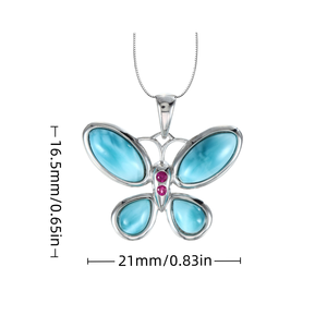 Ciondolo a forma <span class=keywords><strong>di</strong></span> farfalla in pietra con motivo marino - gemma oceanica blu cielo e farfalla |   Gioielli casual estivi all'ingrosso per regali - Product Image 2
