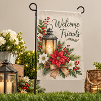 Drapeau de fête personnalisé, imprimé recto-verso, avec support métallique, pour jardin, pelouse extérieure, panneau de bienvenue pour fête de famille