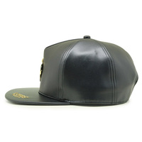 Negro personalizado Logotipo de Metal parche de cuero de la PU casuales Unisex Hip Hop Rap 5 Panel de las mujeres de los hombres del Snapback sombreros