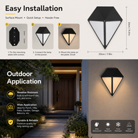 Lampe murale carrée LED solaire intelligente RGB, étanche IP65, en aluminium, contrôlée par application, économie d'énergie, lampe décorative pour jardin