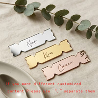 Miroirs en acrylique découpés au laser en forme de bonbons, étiquettes nominatives personnalisées, cartes de placement pour mariage, banquet, fête