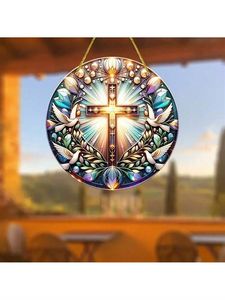 Attrape-croix <span class=keywords><strong>2D</strong></span> en acrylique plat, accrochage de fenêtre coloré, adapté pour le jardin, la cour, le porche, la décoration murale de chambre, <span class=keywords><strong>Gif</strong></span>, 1 pièce - Product Image 3