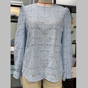 Canal 60 <span class=keywords><strong>viscosa</strong></span> 40 Nylon 2025 moda <span class=keywords><strong>donna</strong></span> occhielli manica lunga camicie eleganti e ricamate in pizzo ricamato all'uncinetto - Product Image 6