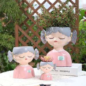 Macetas modernas de tamaño M, bonitas macetas de resina para <span class=keywords><strong>cactus</strong></span>, macetas bonitas <span class=keywords><strong>con</strong></span> cabeza de caramelo, macetas suculentas, maceta para <span class=keywords><strong>flores</strong></span> faciales - Product Image 5