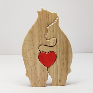 Puzzle en bois personnalisé Art Déco Ours – Décoration créative pour salon et <span class=keywords><strong>chambre</strong></span>, cadeau familial gravé pour les parents - Product Image 2