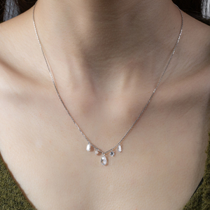 MSN-959เครื่องประดับเมสซี่9K สร้อยคอเพชรกลมทองคำขาวและลูกแพร์ - Product Image 5