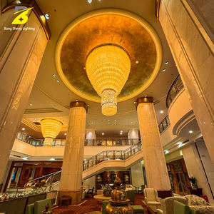 Lustre en cristal à feuilles dorées de luxe - Luminaire suspendu pour <span class=keywords><strong>grand</strong></span> escalier, idéal pour hall d'hôtel 5 étoiles et <span class=keywords><strong>casino</strong></span> - Product Image 2