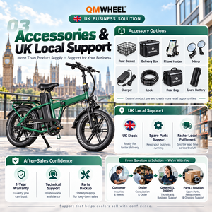 จักรยานไฟฟ้าพับได้ QMWHEEL F30 Pro UK Warehouse ขนาด 20 นิ้ว 250W 48V 45Ah จัดส่งเร็ว - Product Image 2