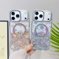 Coque de téléphone transparente à paillettes flottantes et sable mouvant pour iPhone 17 16 15 Pro Max, motif papillon floral, antichoc, stock en gros usine