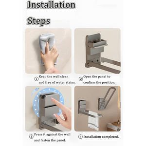 Petit porte-serviettes mural pliable à ventouse pour salle de bain et cuisine, support pour serviettes et essuie-mains - Product Image 5