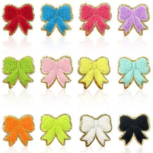 6cm Iron on Embroidered Colorful Chenille Bowknot Patches - Product Image 2