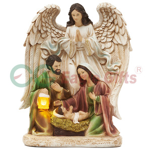 EAGLEGIFTS Artisanat en résine, créations originales, série religieuse <span class=keywords><strong>de</strong></span> <span class=keywords><strong>la</strong></span> Nativité, statue <span class=keywords><strong>de</strong></span> l'ange <span class=keywords><strong>de</strong></span> <span class=keywords><strong>la</strong></span> <span class=keywords><strong>crèche</strong></span>, <span class=keywords><strong>de</strong></span> <span class=keywords><strong>la</strong></span> Vierge Marie et du bébé Jésus, décoration d'intérieur - Product Image 4