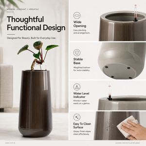 Maceta Moderna de Gran Tamaño con Acabado Brillante y Autorriego, para Interiores y Exteriores, Decorativa, para Hotel, Jardín u Oficina, Venta al Por Mayor - Product Image 3