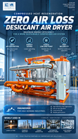 Sécheur d'air régénératif à chaleur de compression sans purge 220 Nm/min pour la pulvérisation de peinture, les machines textiles et les systèmes de séchage pneumatique CNC