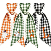 Couronne d'Halloween avec ruban festonné à nouer, personnalisable et réutilisable, pour décoration de porte d'entrée de style campagnard, automne et Thanksgiving, pour porte de porche