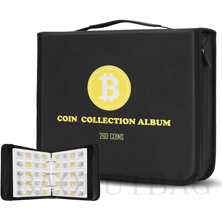 Pu Leather 260 Pockets Coin Collecting Holder Album Coin Collection Book Supplies Holder For Collector