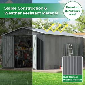 Grand hangar en métal imperméable en acier galvanisé populaire de 10X12 FT portes latérales doubles faciles à assembler <span class=keywords><strong>pour</strong></span> entrepôt - Product Image 3