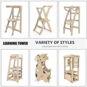 Tour d'apprentissage pour tout-petits, tabouret en bois pour la cuisine, réglable, design soigné, outils Montessori - Product Image 4