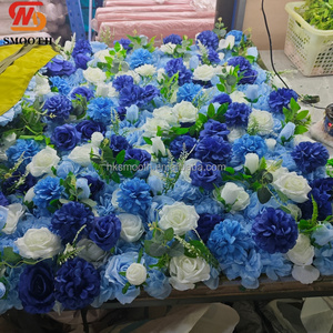 Mur de fleurs artificielles bleues 5D lisse, installation facile, enroulable, carré, romantique, pour mariage et fête - Product Image 3
