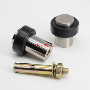 Tope de <span class=keywords><strong>puerta</strong></span> montado en <span class=keywords><strong>suelo</strong></span> de acero inoxidable cepillado de 25mm de diámetro con amortiguador Circular negro - Product Image 2