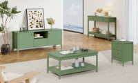 Usine Direct Wave Design Vert MDF Petite Table D'appoint Table D'extrémité avec Étagère Inférieure pour Petits Espaces Salon Chambre