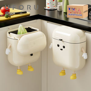 <span class=keywords><strong>Poubelle</strong></span> de cuisine murale en plastique avec couvercle, design créatif et mignon, en stock aux États-Unis, UFORU - Product Image 1