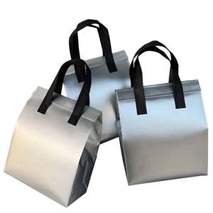 Sac isotherme en aluminium, petit format, pour boissons froides et chaudes, café, livraison de nourriture, jetable, argenté, isolé thermiquement - Product Image 5