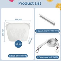 Sac de conservation alimentaire en silicone réutilisable à fermeture magnétique, idéal pour la maison, 50 oz, pour pique-nique en extérieur, collations et préparation de repas