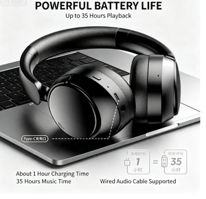 Auriculares Plegables con Almohadillas Acolchadas y <span class=keywords><strong>Banda</strong></span> Ajustable para Mayor Comodidad - Product Image 4