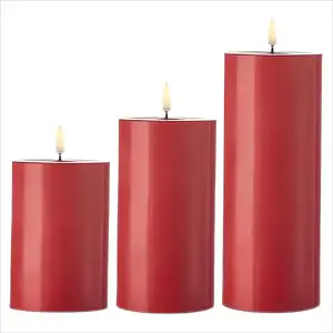 Customized Color ODM OEM Rustic Textured 3D Wick Real Wax Flickering Flameless LED Candles Remote