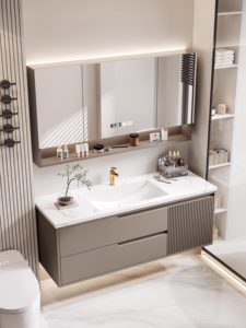 Oak painted slate hot-bent integrated basin bathroom cabinet bathroom washbasin washbasin basin combination - Product Image 6