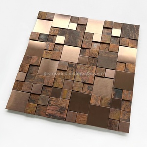 Mosaico in Ottone e Acciaio con Differenza di Altezza, Mosaico in <span class=keywords><strong>Rame</strong></span>, Piastrelle Metalliche Concave e Convesse per Rivestimento Murale - Product Image 2