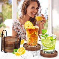 Sous-verres en bois de bambou pour cuisine et salle à manger, supports de sous-verres pour bar, accessoires de bar à café, sous-verres en bois
