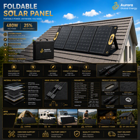 Panneau solaire pliable JiYao 480W, rendement de 25%, haute puissance, noir, 128 cellules, 182mmx91mm, utilisation RV/Marine/Extérieur