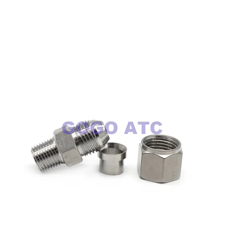 Rvs 1/8 1/4 3/8 1/2 Zg Buitendraad Messing Tube Fitting Direct Terminal Flared Airconditioning Pijp Connector