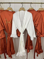 Robes de demoiselle d'honneur personnalisées à volants, personnalisation, robe de mariée en soie, robe de soirée de mariage, robe à volants en satin, kimono doux pour femmes
