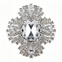 Broche de mode de luxe, bleu roi, en cristal taille émeraude, motif croix géométrique, grande épingle de déclaration pour robe de soirée, fourrure, mariage, fête