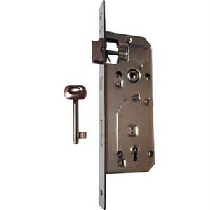 LOCK FOR WOODEN DOORS 'PATENT' FRONT <b>SQUARE</b> <b>EDGE</b> BONAITI E40 Nickel-plated - Product Image 2